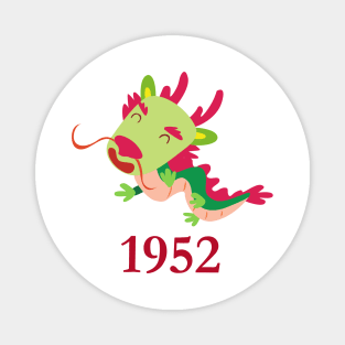 Chinese Zodiac Sign Dragon | Red green Chinese dragon | Cute Baby Dragon | 1952 Magnet